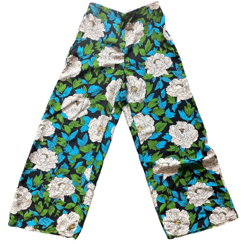 DIANE VON FURSTENBERG DVF Silk Palazzo Pant Floral Wide Leg size 2